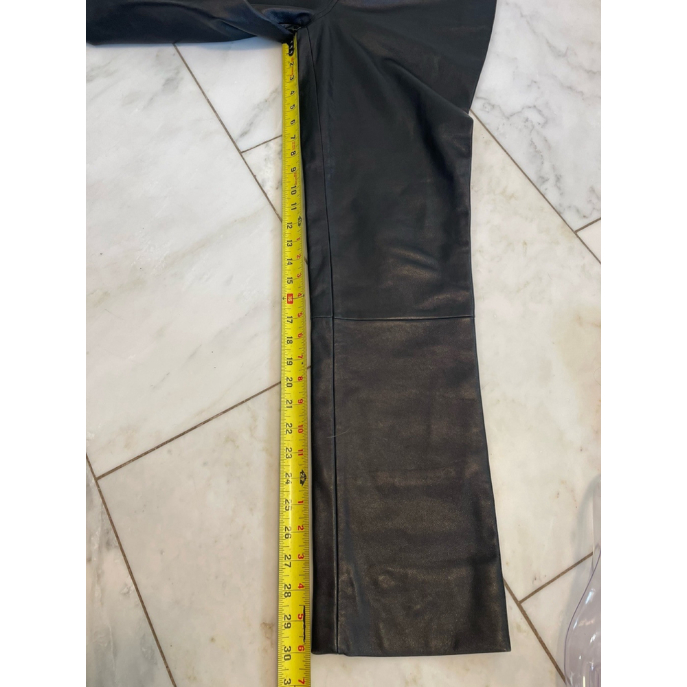 CRIPPLE CREEK Black Leather Long Straight Pants Pockets Waist 28 EUC - Picture 5 of 8
